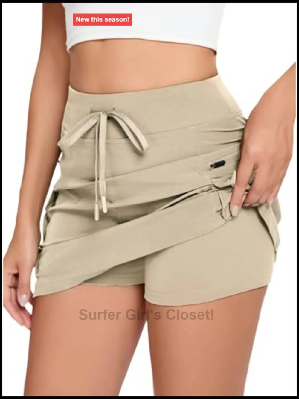 Mini Cargo Skort with Zipper Pockets High Waisted Athletic Skirt